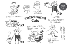 Funny Coffee Cat Doodles Product Image 1