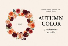 Autumn watercolor wreath clipart. Floral fall clipart Product Image 1