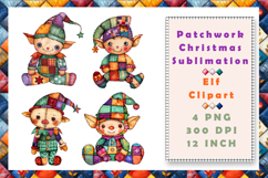 Patchwork Christmas Clipart. Elf Sublimation Product Image 1