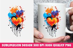 Valentine&#039;s day dripping hearts mug sublimation Product Image 1