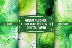 Green alcohol ink watercolor digital paper Product Image 1