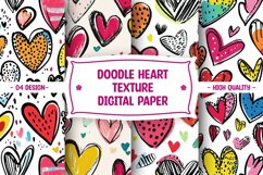 Doodle Heart Pattern Digital Paper Product Image 1