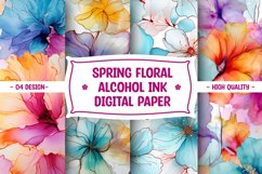 Spring Flower Alcohol Ink Digital Paper Product Image 1