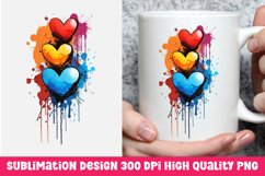 Valentine&#039;s day dripping hearts mug sublimation Product Image 1