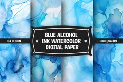 Blue alcohol ink watercolor digital paper Product Image 1