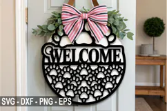 Welcome Dog Laser Cut SVG | Dog Round Sign Decoration Product Image 3