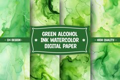 Green alcohol ink watercolor digital paper Product Image 1
