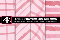 Watercolor Pink Stripes Digital Paper Patterns Product Image 1