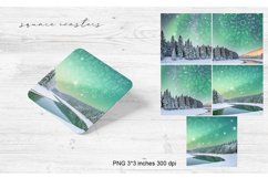 Winter Nordic Square Coaster PNG. Christmas Coasters. Product Image 1