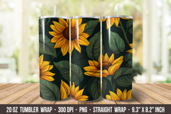 Sunflower Tumbler Wrap | 20 oz Tumbler Wrap Product Image 1