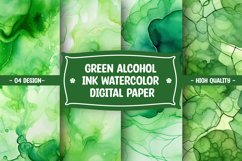Green alcohol ink watercolor digital paper Product Image 1