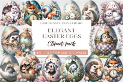Elegant Easter egg Clipart BUNDLE PNG. Product Image 1