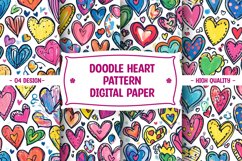 Doodle Heart Pattern Digital Paper Product Image 1