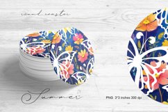 Summer Round Coaster PNG. Car Coaster. Product Image 1