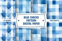 Blue Checks Pattern Watercolor Digital Paper Product Image 1