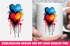 Valentine&#039;s day dripping hearts mug sublimation Product Image 1