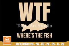 Funny WTF Where’s The Fish Svg | Bold Fishing Shirt Design Product Image 1