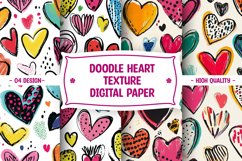 Doodle Heart Pattern Digital Paper Product Image 1