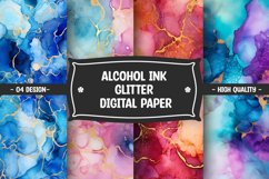 Glitter alcohol ink watercolor digital paper Product Image 1