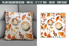 Watercolor Fall Coffee Pillow | Pillow Cover Sublimation Product Image 1