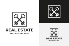 Real Estate Logo with Crossed Keys Minimalist Product Image 1