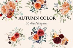 Autumn watercolor bouquet bundle. Floral clipart Product Image 1