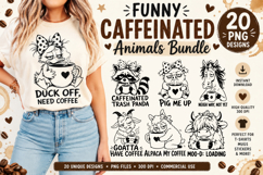 Funny Caffeinated Animals Clipart Bundle SVG PNG Product Image 2