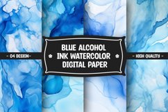 Blue alcohol ink watercolor digital paper Product Image 1