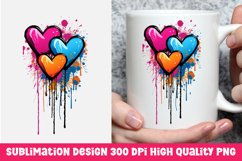 Valentine&#039;s day dripping hearts mug sublimation Product Image 1