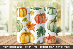 Watercolor Fall Tumbler Wrap | 20 oz Tumbler Wrap Product Image 1