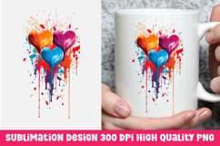 Valentine&#039;s day dripping hearts mug sublimation Product Image 1