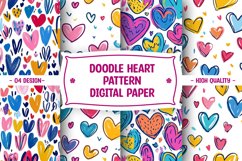 Doodle Heart Pattern Digital Paper Product Image 1