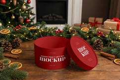 Round Craft Gift Box Mockup Product Image 1