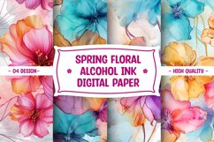 Spring Flower Alcohol Ink Digital Paper Product Image 1