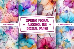 Spring Flower Alcohol Ink Digital Paper Product Image 1