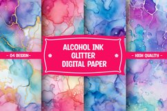 Glitter alcohol ink watercolor digital paper Product Image 1