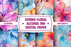 Spring Flower Alcohol Ink Digital Paper Product Image 1