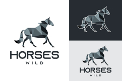Sleek Monochromatic Polygon Horse Design Product Image 1