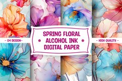 Spring Flower Alcohol Ink Digital Paper Product Image 1