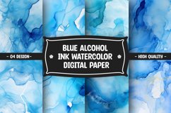 Blue alcohol ink watercolor digital paper Product Image 1