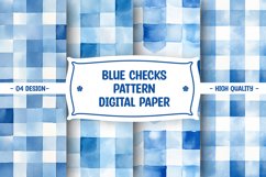 Blue Checks Pattern Watercolor Digital Paper Product Image 1