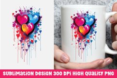 Valentine&#039;s day dripping hearts mug sublimation Product Image 1