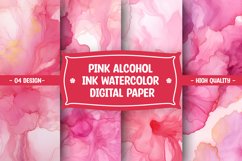 Pink alcohol ink watercolor digital paper Product Image 1