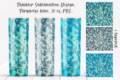 Tumbler Sublimation Design. Turquoise blue, 20 oz, PNG. Product Image 1
