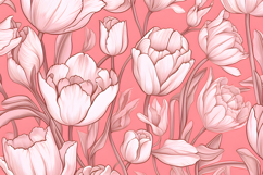 Tulip Flower Pattern Background | Tulip Flower Digital Paper Product Image 1