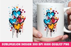 Valentine&#039;s day dripping hearts mug sublimation Product Image 1