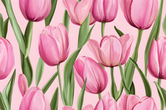 Tulip Flower Pattern Background | Tulip Flower Digital Paper Product Image 1