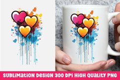 Valentine&#039;s day dripping hearts mug sublimation Product Image 1