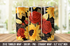 Rose &amp; Sunflower Tumbler Wrap | 20 oz Tumbler Wrap Product Image 1