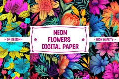 Neon Floral Watercolor Digital Paper Product Image 1